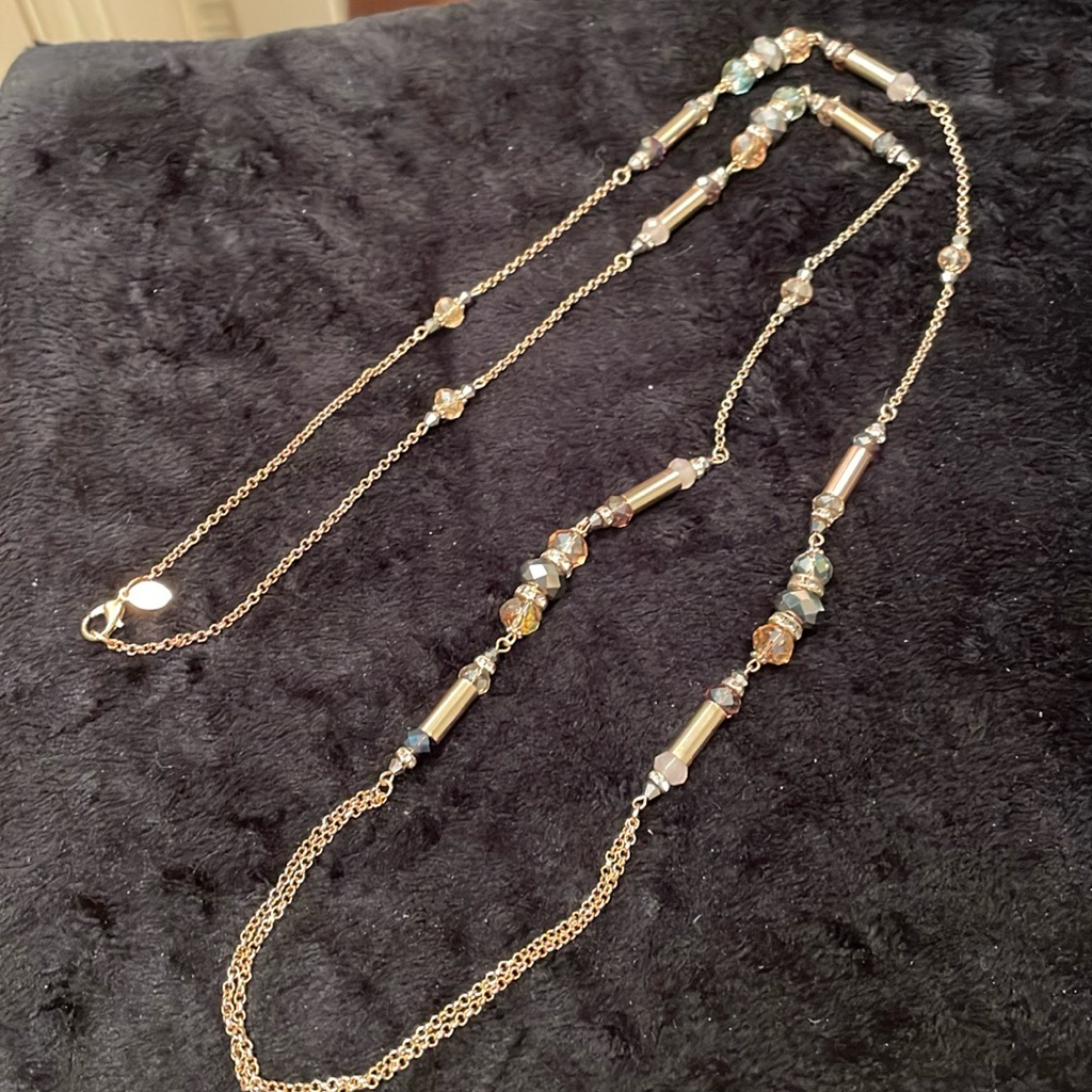 Ali Kahn New York. Gold And Crystal Bead Necklace